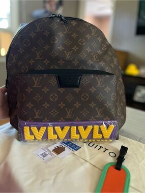 Louis Vuitton Monogram Canvas Backpack with Purple & Yellow Accents